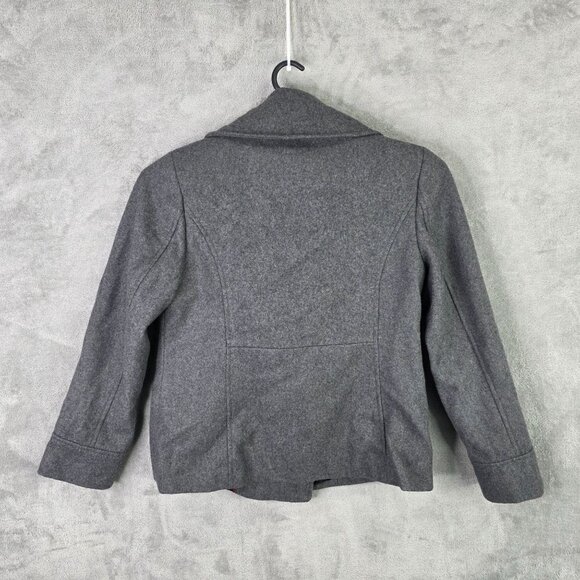 Womens Gray Merona Wool Blend Peacoat Double-Breasted Fully Lined Size L - Picture 4 of 6